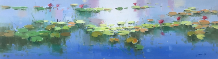 Waterlilies, Original oil Painting, Handmade artwork, One of a Kind            